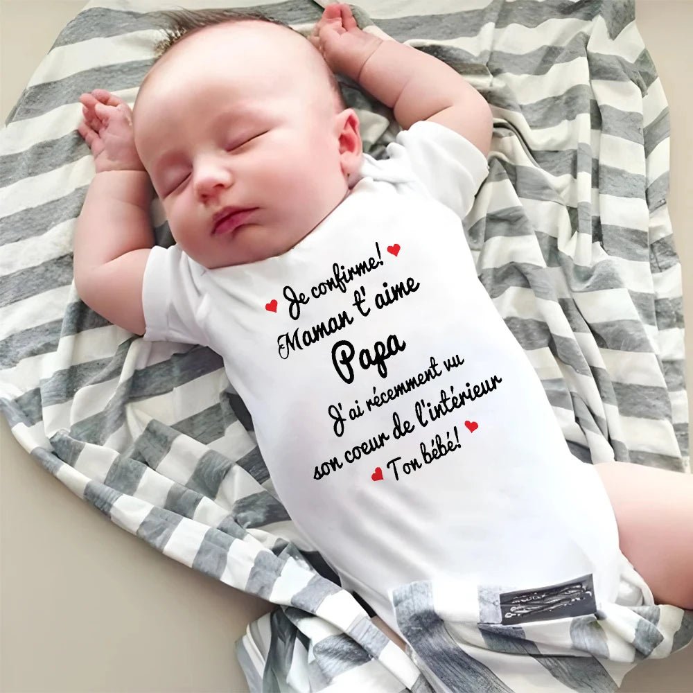 Body humour et tendresse – “Je confirme ! Maman t’aime Papa” – Cadeau original pour futur papa