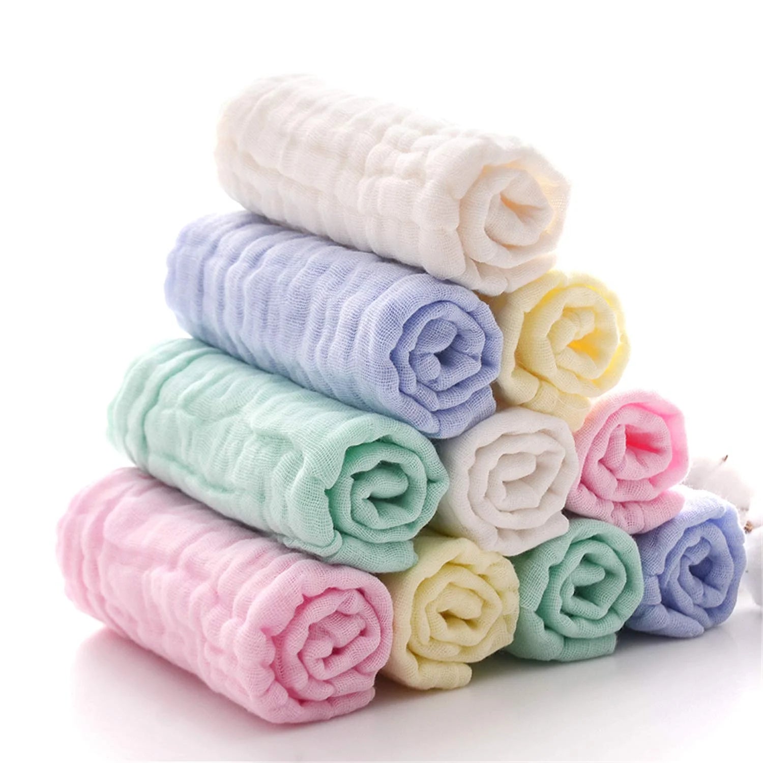 Lingettes Bébé en Mousseline de Coton Bio