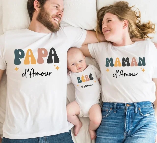 T-Shirt “Maman d'Amour” – Famille Assortie Rétro™