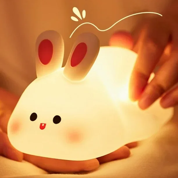 Veilleuse silicone tactile — lapin, capybara, axolotl ou œuf